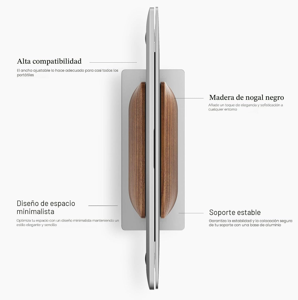 UPERGO Soporte vertical para computadora portátil, soporte para computadora portátil para acoplar MacBook, MacBook Pro y otras computadoras portátiles, madera de nogal negro