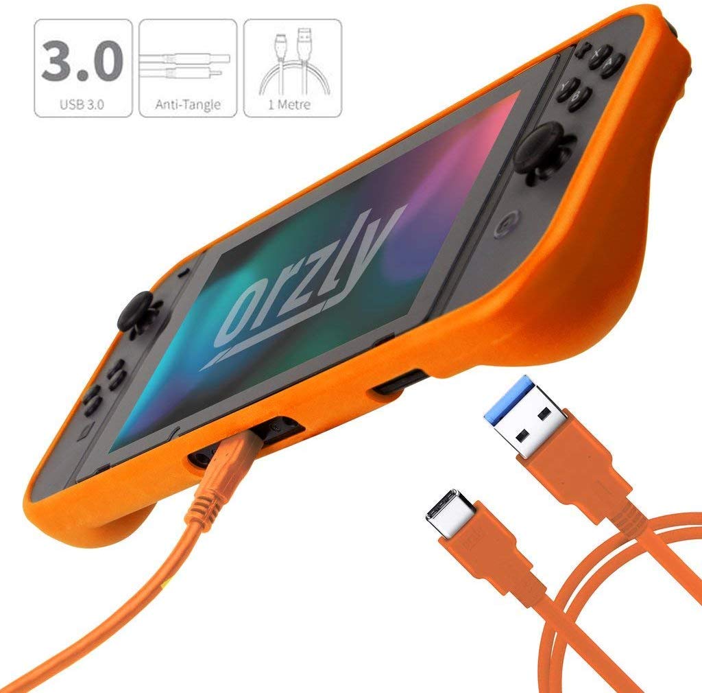 Pack de accesorios esenciales Orzly para Nintendo Switch 1 y OLED, Naranja