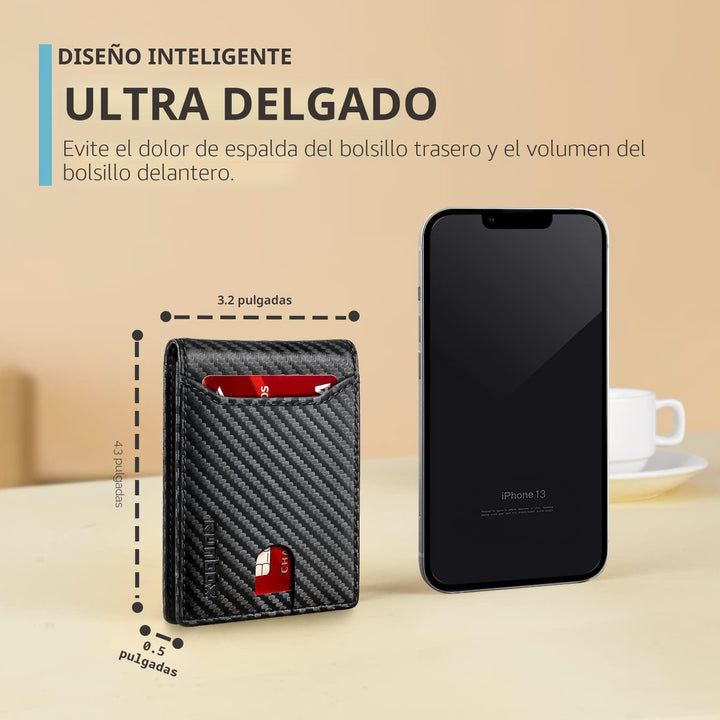 RUNBOX Cartera delgada para hombre, 11 ranuras para tarjetas de cré...