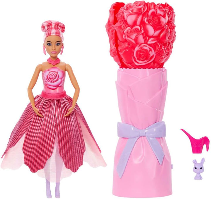 Barbie Muñeca perfumada Petal Pop con vestido de rosa y accesorios,...