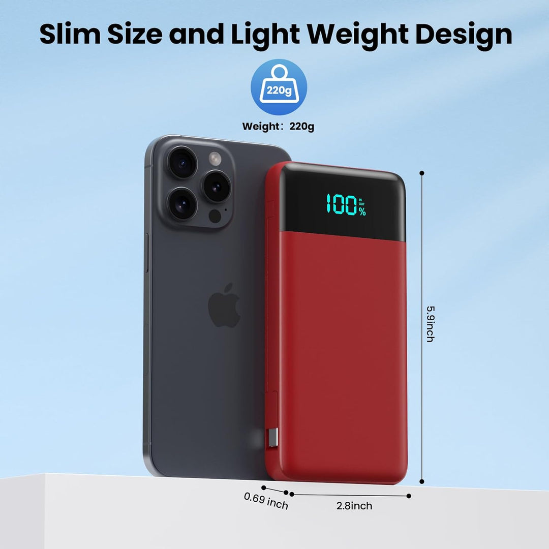 AONIMI Cargador portátil para iPhone con cables incorporados y ench...