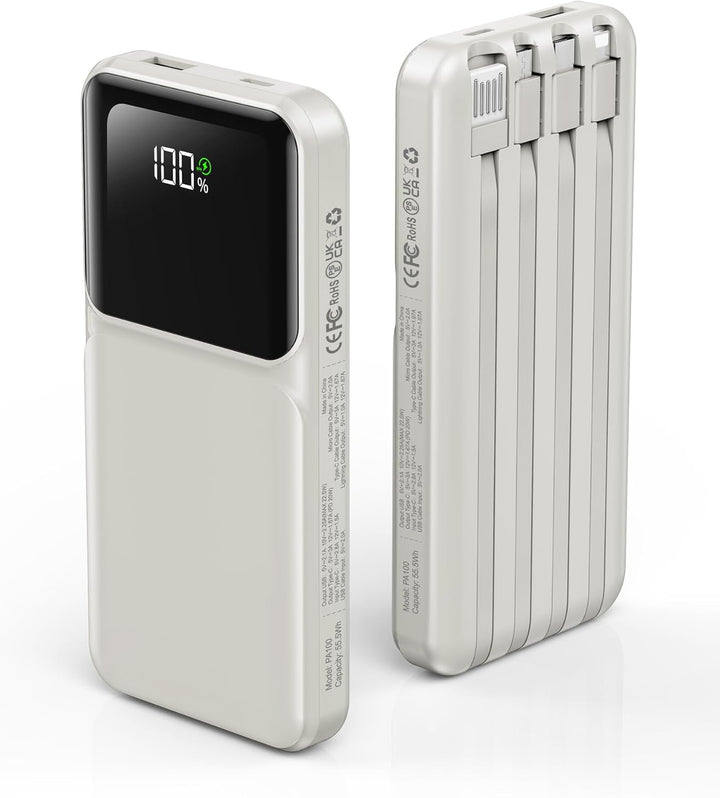 RONEGN Cargador portátil con cable integrado, cargador de batería d...