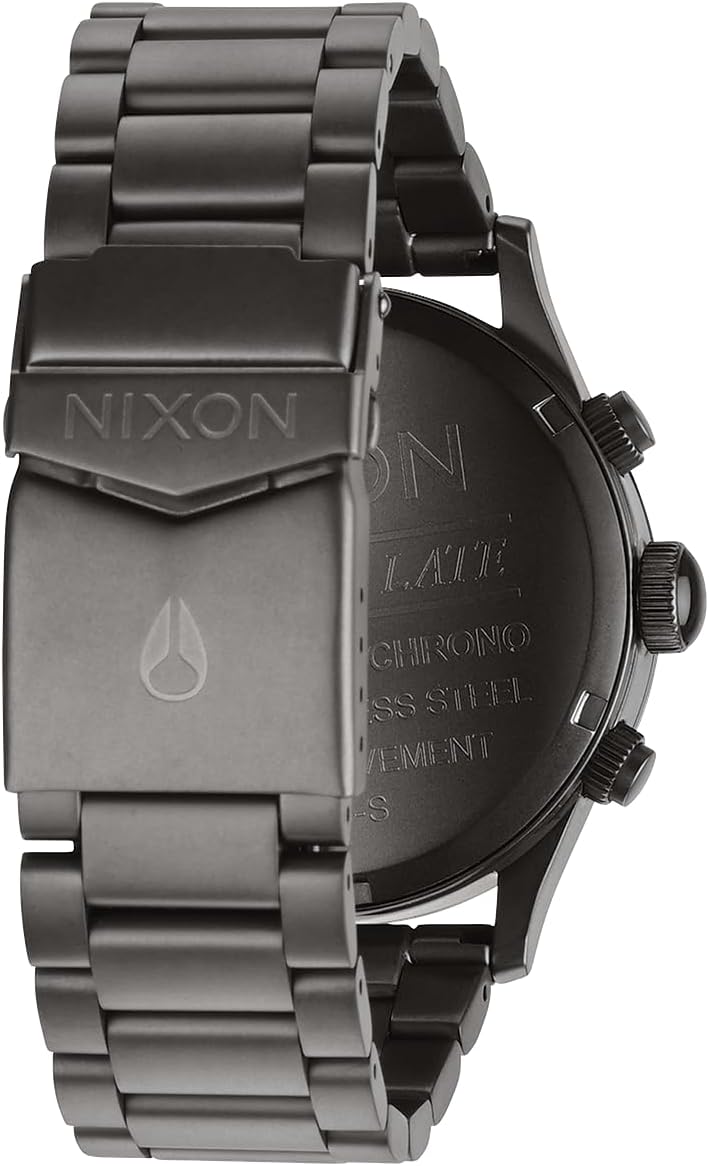 NIXON Sentry Chrono A1390-328.1 ft - Reloj analógico clásico para hombre resistente al agua (esfera de reloj de 1.654 pulgadas, correa de acero inoxidable de 0.81 a 0.78 pulgadas)