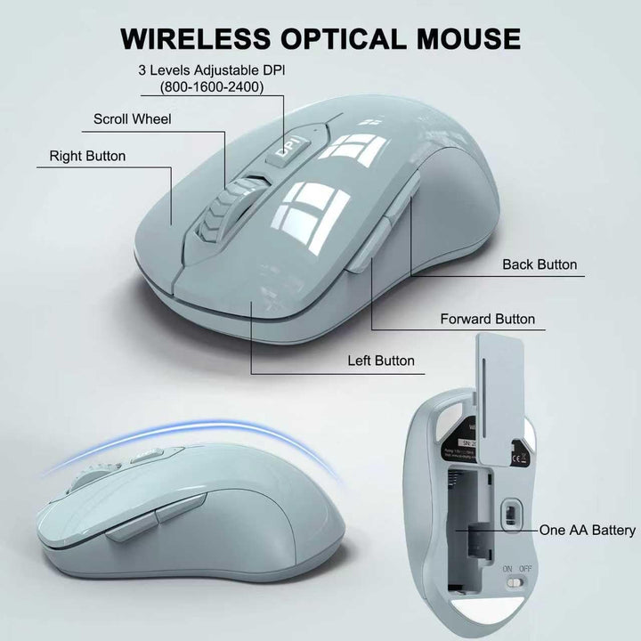 ULSOU - Combo de teclado y mouse inalámbricos, teclado ergonómico d...