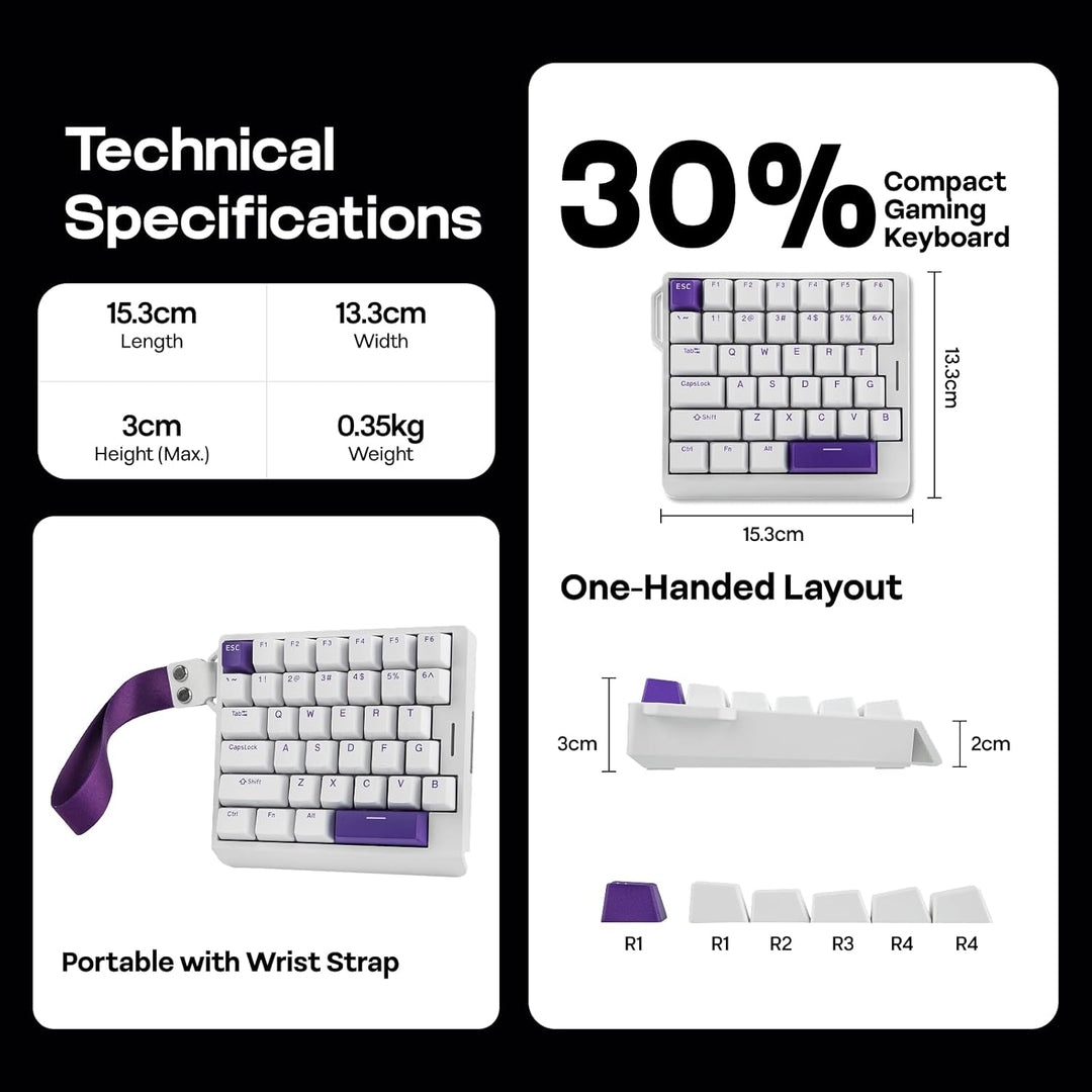EPOMAKER HE30 Teclado de efecto Hall con una mano, sondeo de 8K y 0...