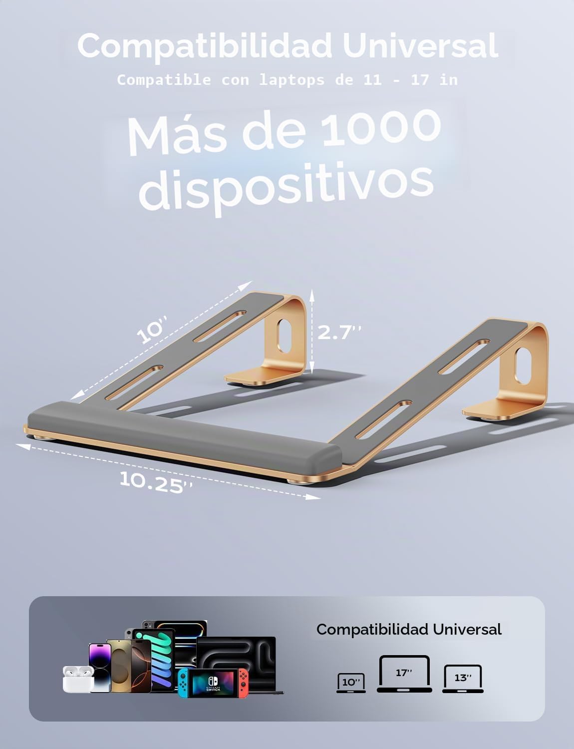 JCZT Soporte de aluminio para laptop, soporte para portátil con rep...