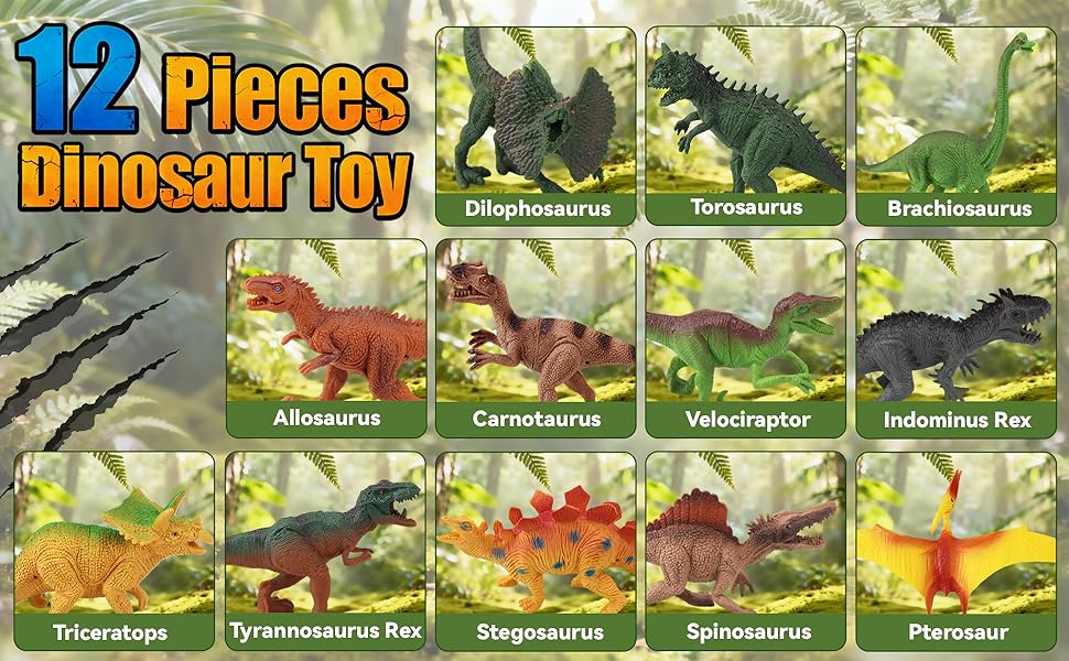 12Pcs Dinosaur Toy Set Realistic Mini Dinosaur Figurines