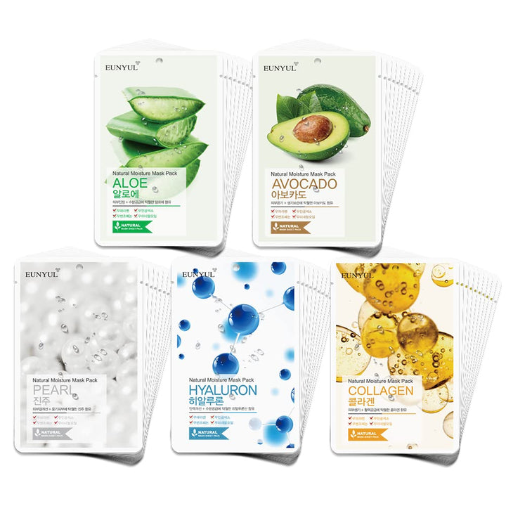 EUNYUL Paquete de 50 mascarillas naturales (paquete de 50), 5 tipos...