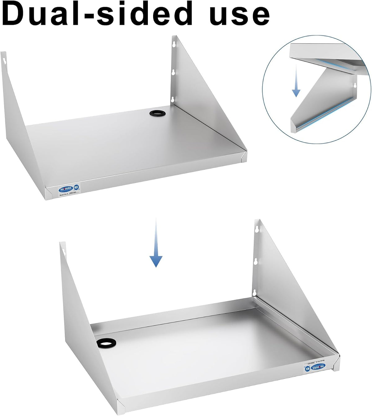 HARDURA - Estante de pared de acero inoxidable para microondas, 18 x 24