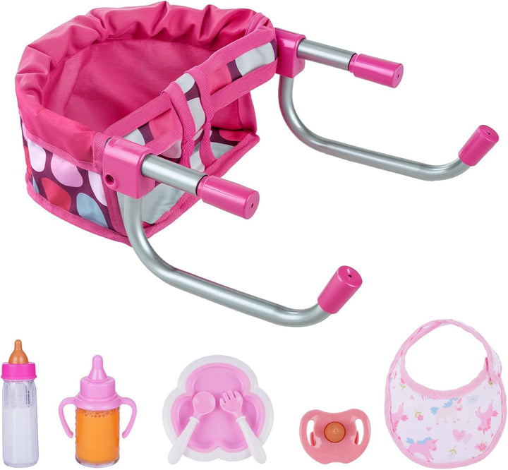 BABESIDE Silla alta de muñeca de bebé con accesorios de alimentació...