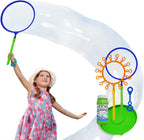 Juego de varitas de burbujas gigantes: juguete para niños y adultos para hacer burbujas, diversión al aire libre y actividades interiores para niñas y niños, para disfrutar con bandeja y 1 mini varita