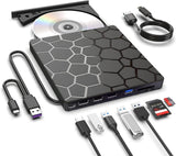 ASHDOL Unidad externa de CD y DVD, 8 en 1 USB 3.0 y lector de disco...