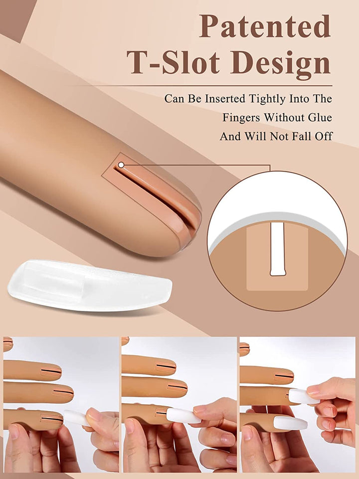 Mano de práctica para uñas acrílicas, uñas que nunca se caen, mano...