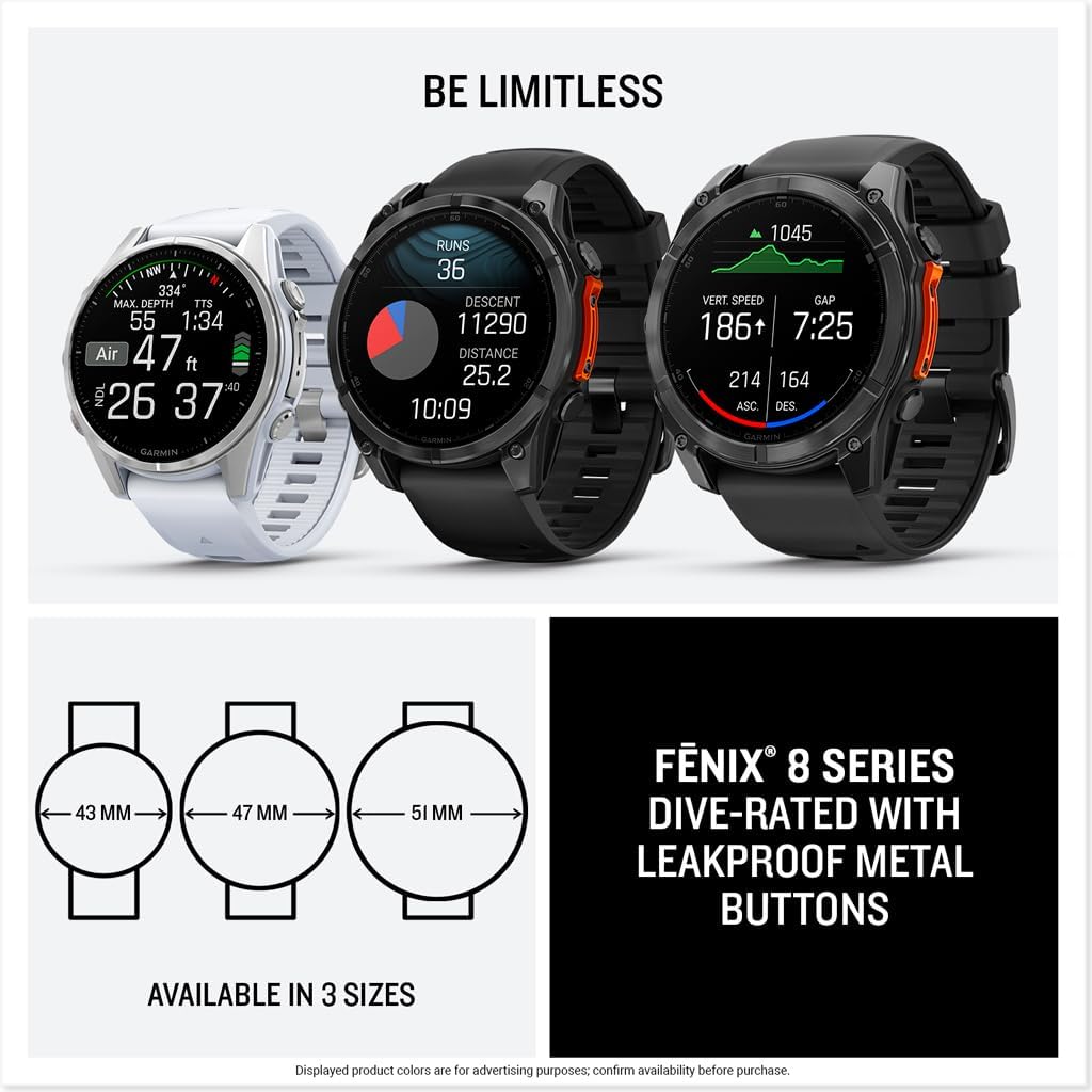 Garmin fēnix® 8, reloj inteligente multideportivo premium, 2.008 en, negro
