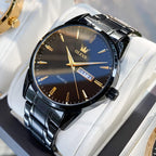 OLEVS Relojes dorados para hombre, impermeables, de acero inoxidable, analógicos, relojes de pulsera para vestir, casual, clásico, de lujo, bonito y elegante, para hombre, dorado, negro, blanco, azul