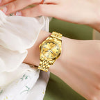 OLEVS Reloj Femenino Clásico de Mujer para Damas Análogo Acero Inoxidable Resistente al Agua Luminosa Día Fecha Dos Tonos de Fácil Lectura en la Muñeca