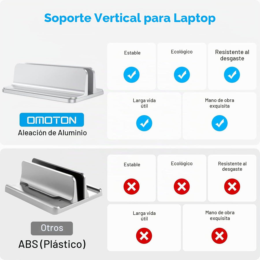 Omoton Soporte vertical para computadora portátil, soporte de alumi...