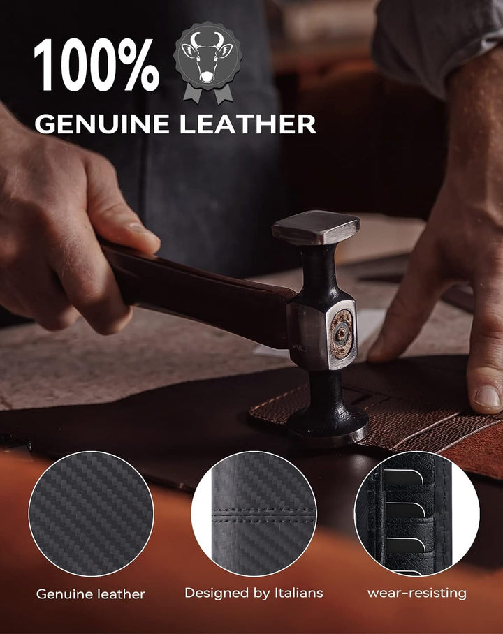 Swallowmall Cartera de cuero para hombre, billetera plegable de cue...