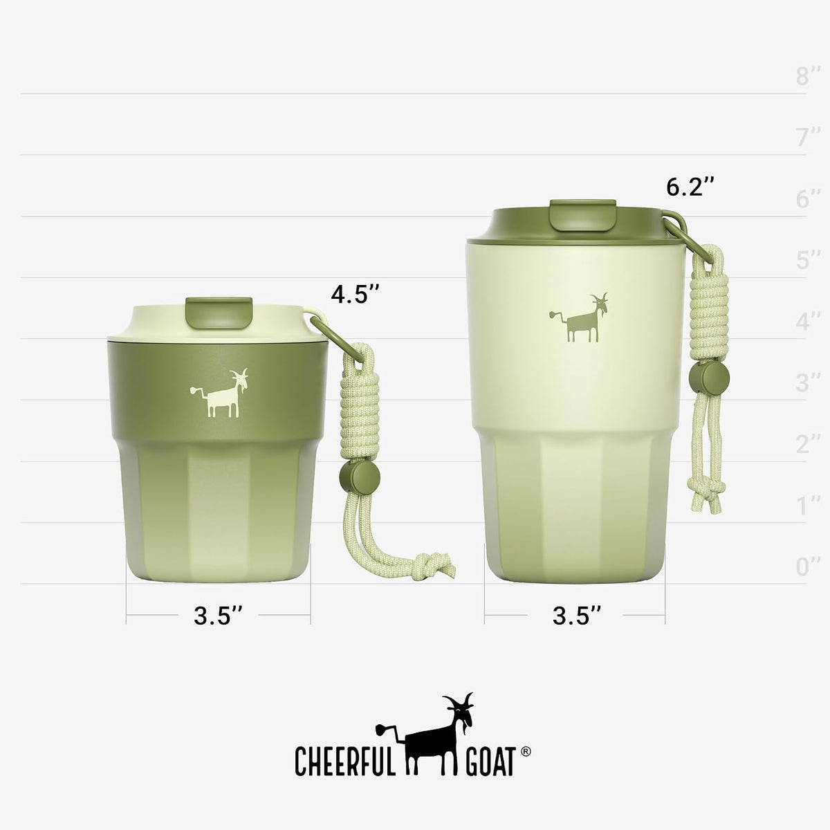 CHEERFUL GOAT Taza de café con forro de cerámica, vaso aislado de viaje de acero inoxidable con forro de cerámica, con tapa, taza a prueba de fugas de 10 onzas para café con agua caliente y fría en