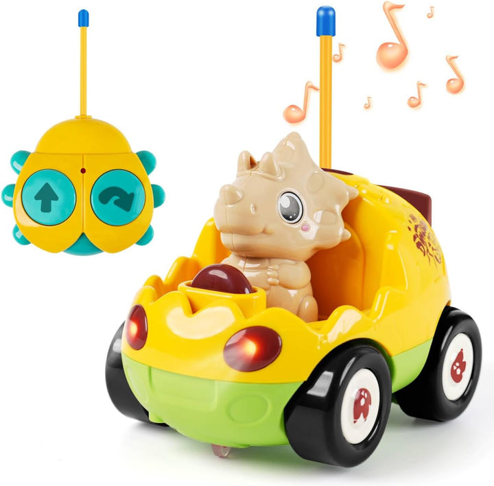 QPOU Juguete de dinosaurio a control remoto para niños pequeños, re...