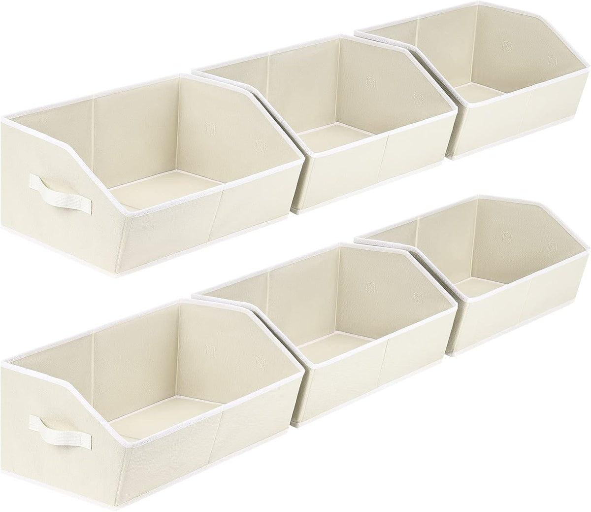 Contenedores organizadores de almacenamiento de cubos – Paquete de 6 cestas de tela para organizar, cesta de almacenamiento grande para estantes, organizadores de armario para juguetes, ropa, toallas (beige)