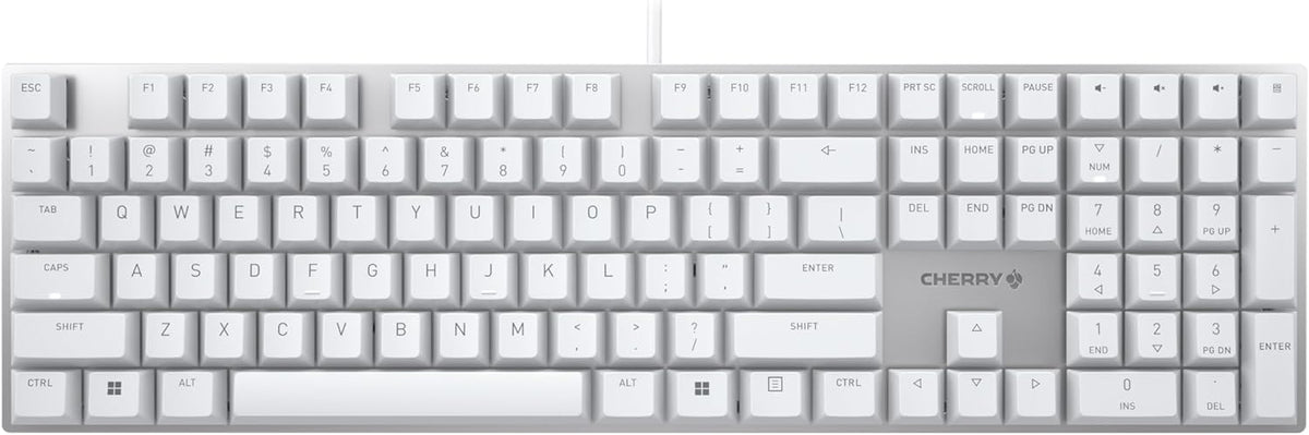 Cherry KC 200 MX, teclado mecánico de oficina con cable, Blanco con marrón MX2A