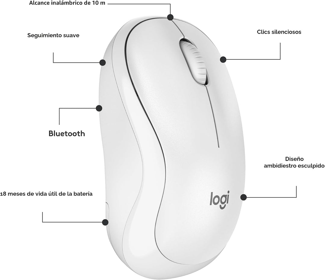 Logitech M240 - Ratón Bluetooth silencioso, inalámbrico, compacto,...