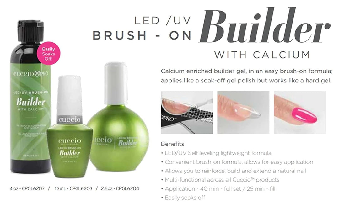 Cuccio Pro - Gel constructor con brocha LED-UV con calcio para muje...