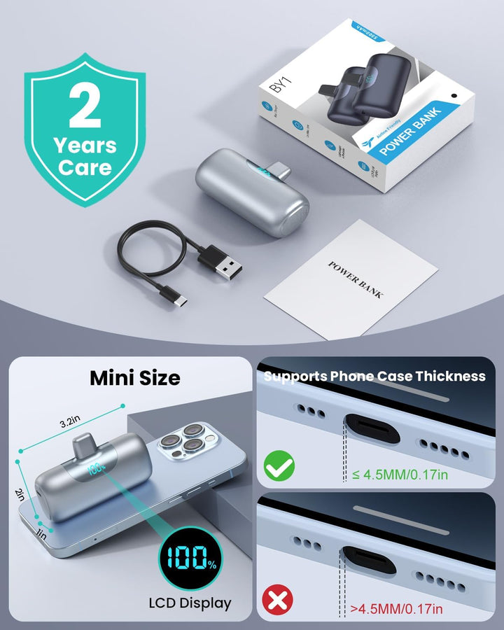 Mini Portable Charger for iPhone,Upgraded 22.5W PD Fast Charging 55...