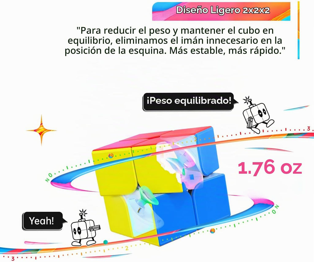 Cuberspeed GAN 251 M AIR 2x2 cubo de velocidad magnético 2x2 cubo de velocidad 48 imanes rompecabezas de juguete