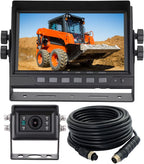 Lámpara 7 "1080P AHD Sistema de cámara de visión trasera inversa con cable, línea de guía, IP69K sin fugas de agua, visión nocturna, a prueba de vibraciones 10G para tractor/camión/excavadora/caravana/minicadora/equipo pesado