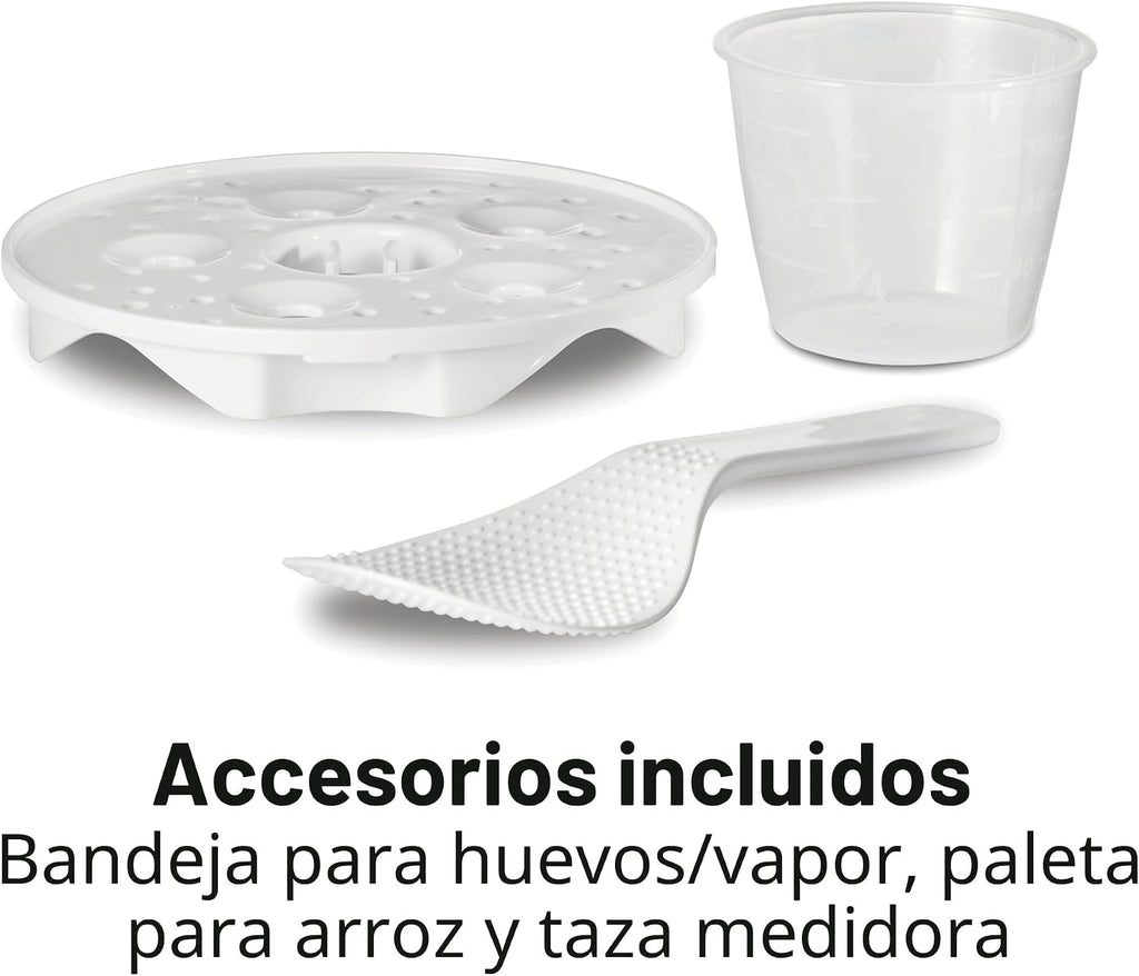 Hamilton Beach - Arrocera programable digital y vaporizador de alimentos, con funciones de huevo duro cocido a fuego lento, bandeja para huevos/vapor, pequeña y compacta, 6 tazas cocinadas (3 sin