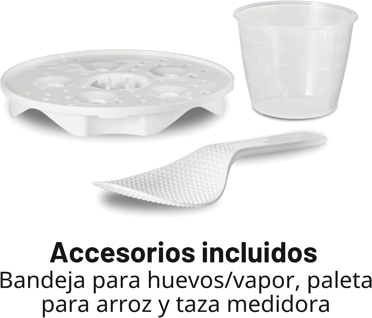 Hamilton Beach - Arrocera programable digital y vaporizador de alimentos, con funciones de huevo duro cocido a fuego lento, bandeja para huevos/vapor, pequeña y compacta, 6 tazas cocinadas (3 sin