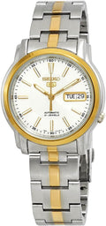 SEIKO Reloj automático para hombre con esfera blanca serie 5 SNKL84K1, Azul, Reloj automático