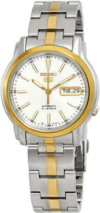 SEIKO Reloj automático para hombre con esfera blanca serie 5 SNKL84K1, Azul, Reloj automático