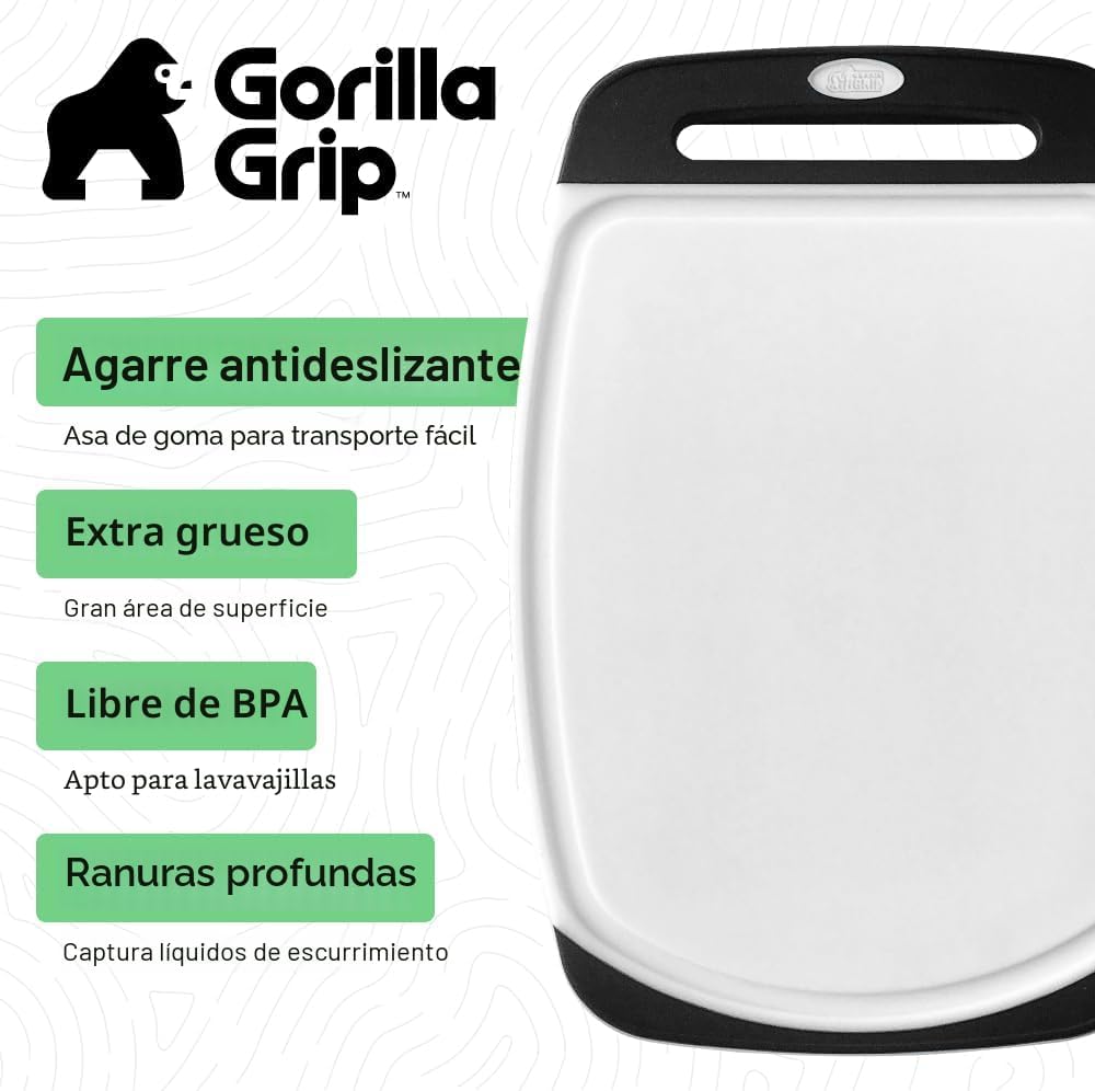 GORILLA GRIP Juego de 3 tablas de cortar, antideslizantes y no porosas