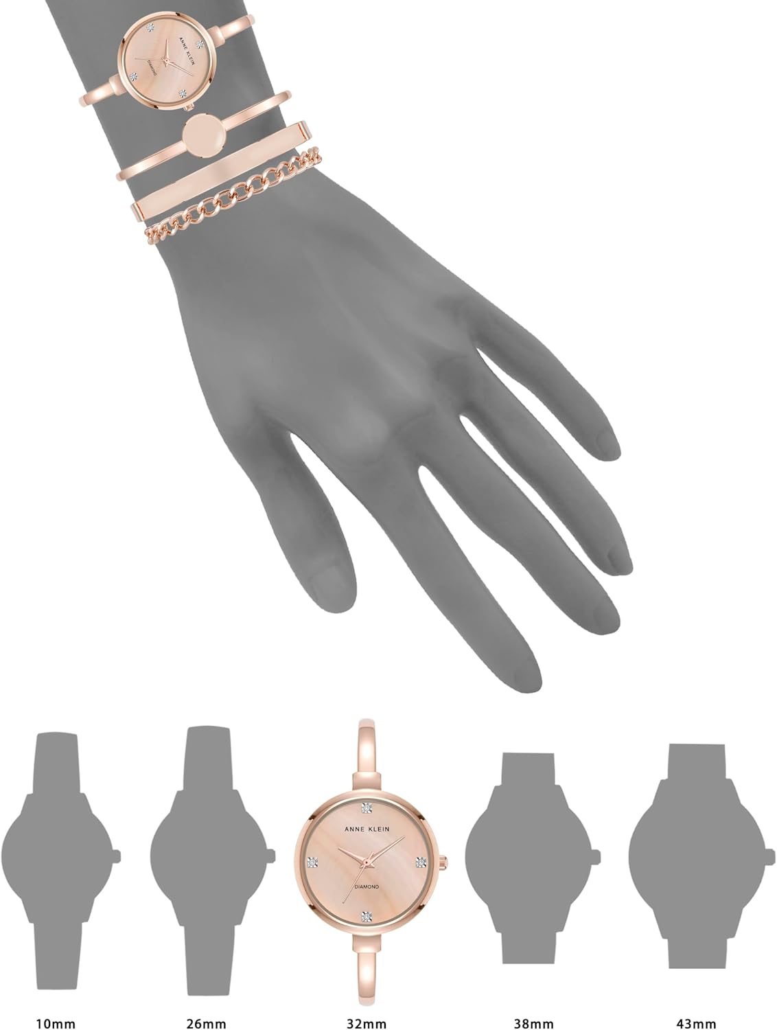 Anne Klein Reloj de pulsera para mujer y juego de pulseras