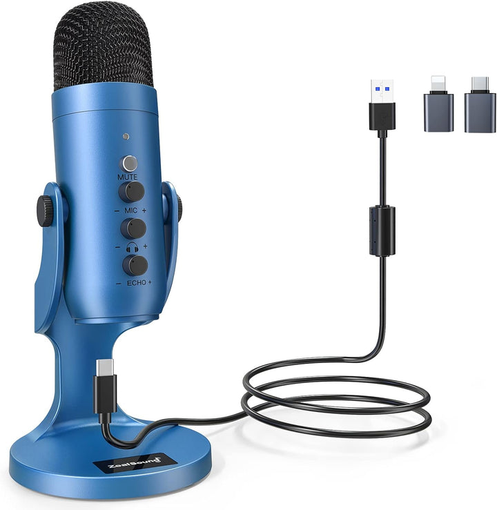 ZealSound Micrófono de podcast para PC, micrófono USB con cancelaci...