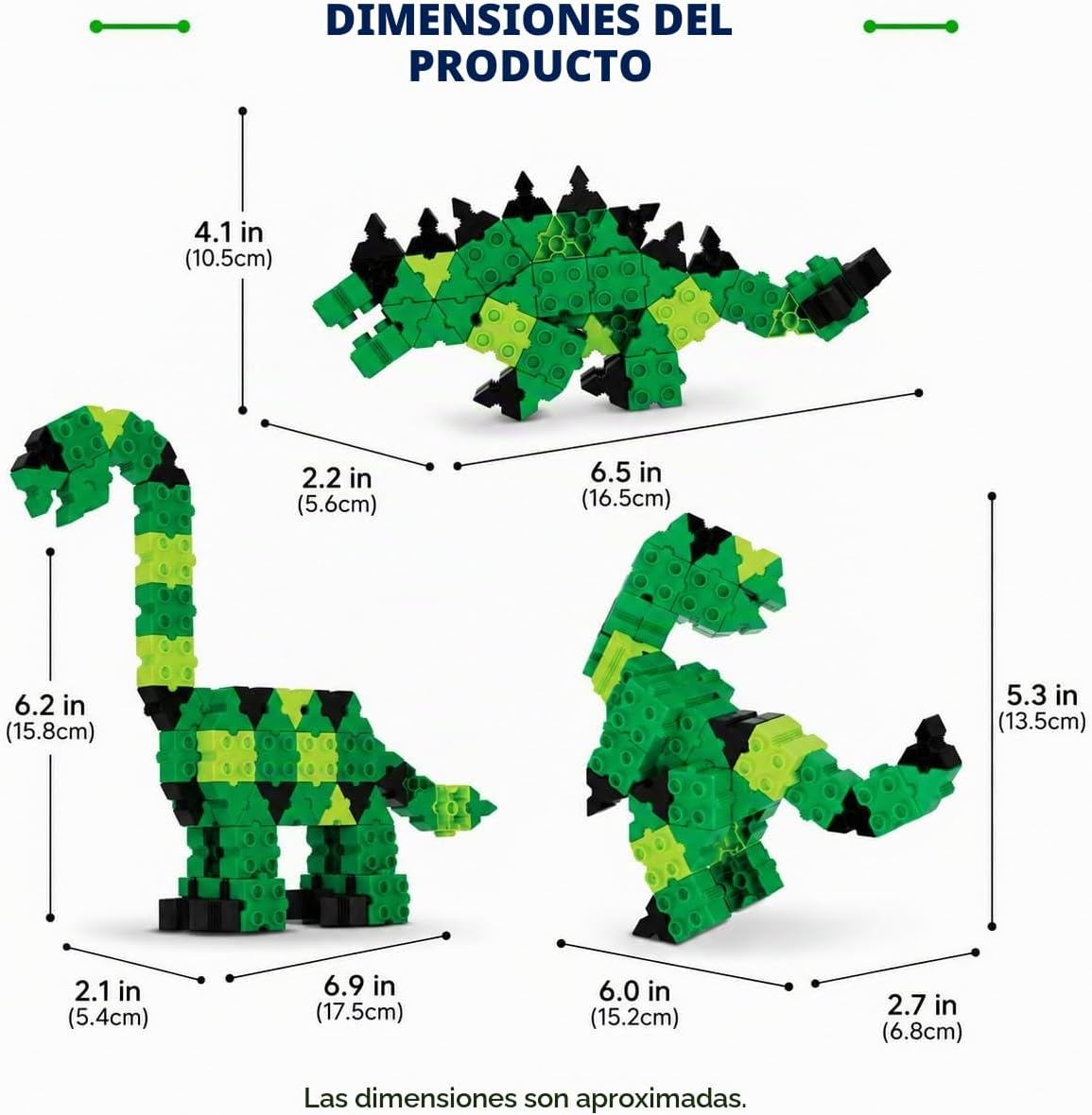 Dino 3 en 1 STEM - Bloques de construcción de dinosaurios, paquete