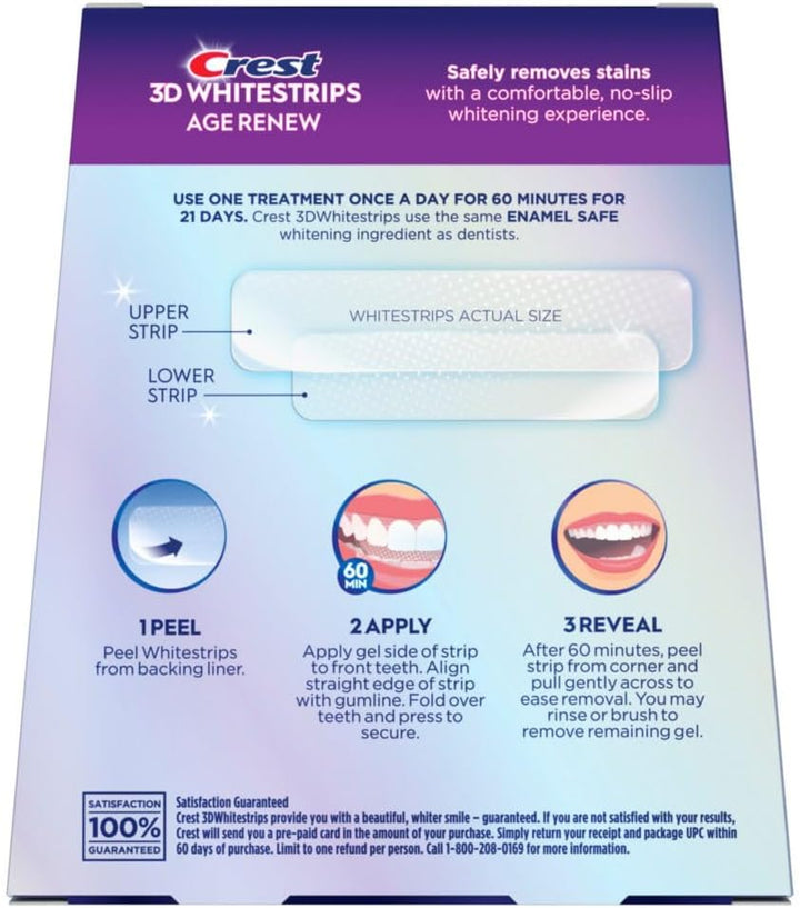 Crest 3D Whitestrips Age Renew - Kit de blanqueamiento de dientes,...