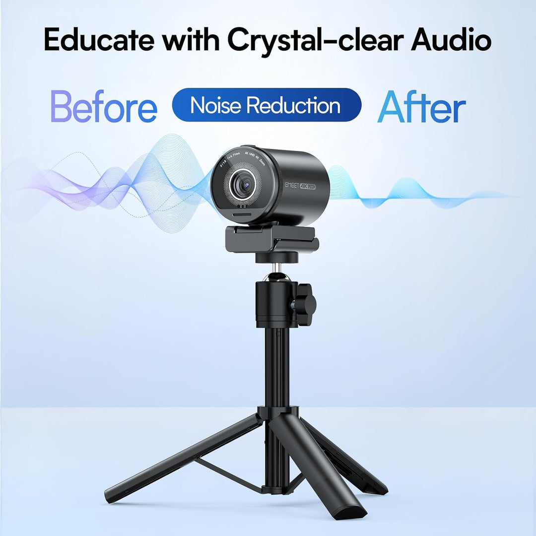 EMEET SmartCam S800-4K Webcam con trípode para transmisión, sensor...