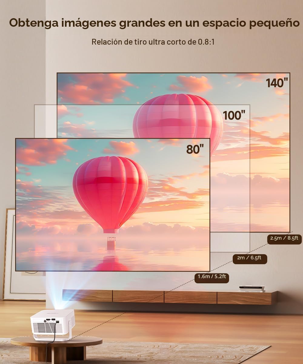 Miniproyector inteligente 2026 compatible con 4K y 8K, portátil con...