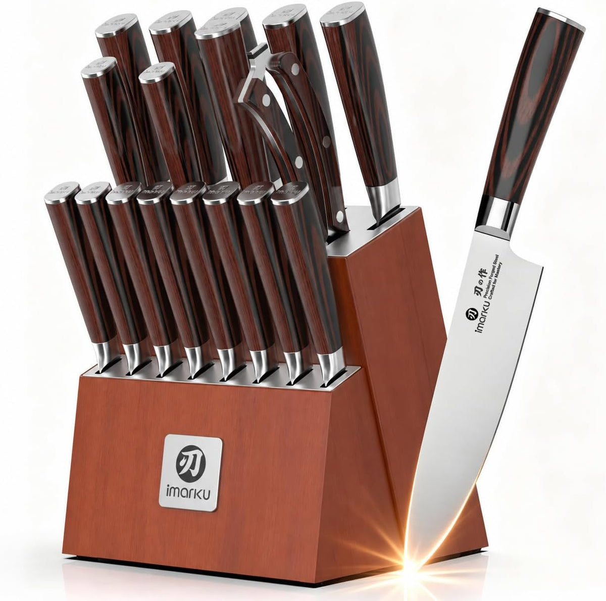imarku Juego de cuchillos de acero inoxidable de alto carbono Gyutou de 18