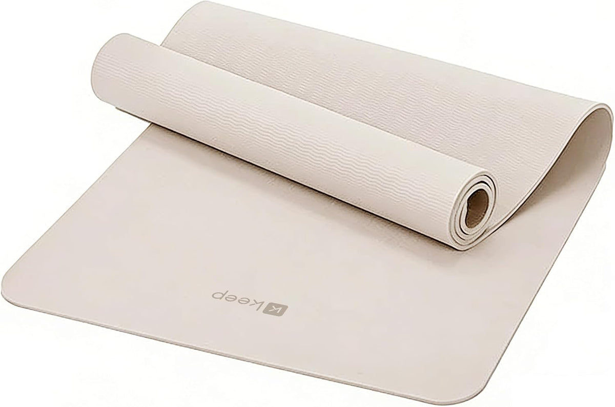 Keep Tapete de yoga TPE antideslizante de 72 x 24 pulgadas, tapete de ejercicio de 1/4 de pulgada (0.236 in) para entrenamiento en casa, gimnasio, yoga, pilates y estiramientos con correa de