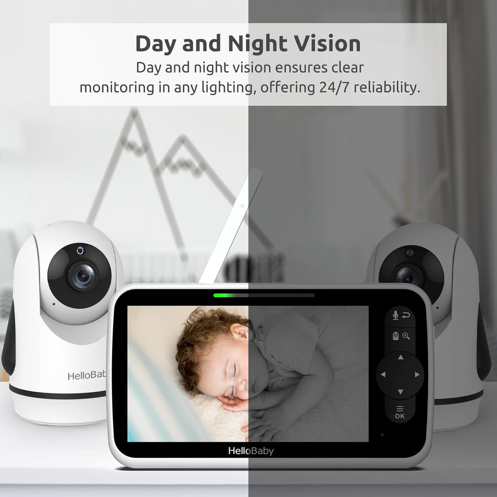 HelloBaby Monitor de Video para Bebés con Pantalla Grande IPS, 6 pulgadas