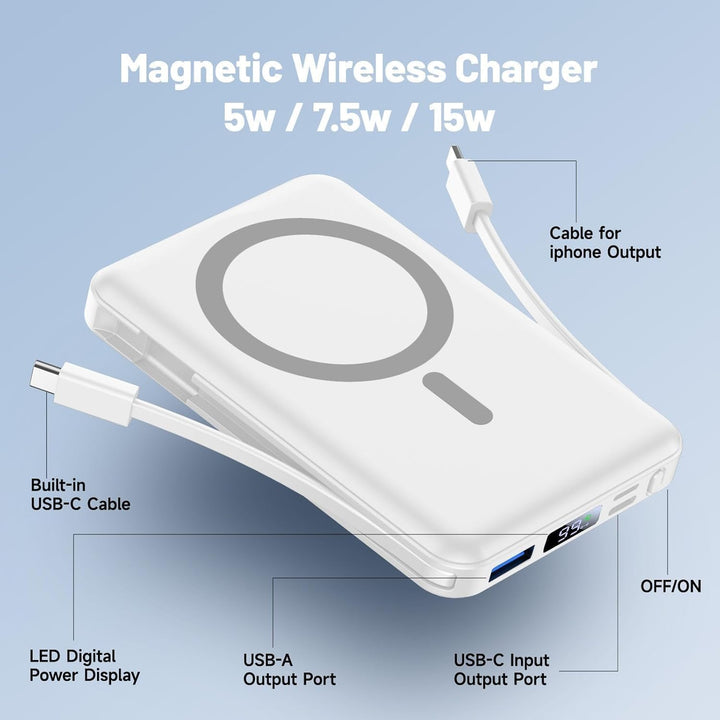 Vexnara para banco de energía Magsafe, banco de energía magnético d...