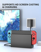 Estación de Dock para TV para Switch/Switch OLED Reemplazo 3-en-1 – Incluye Módulo IC Original, Cargador AC y Cable HDMI de Alta Velocidad, Soporta Salida 1080P HD y Carga de la Consola (No Compatible con Switch 2)