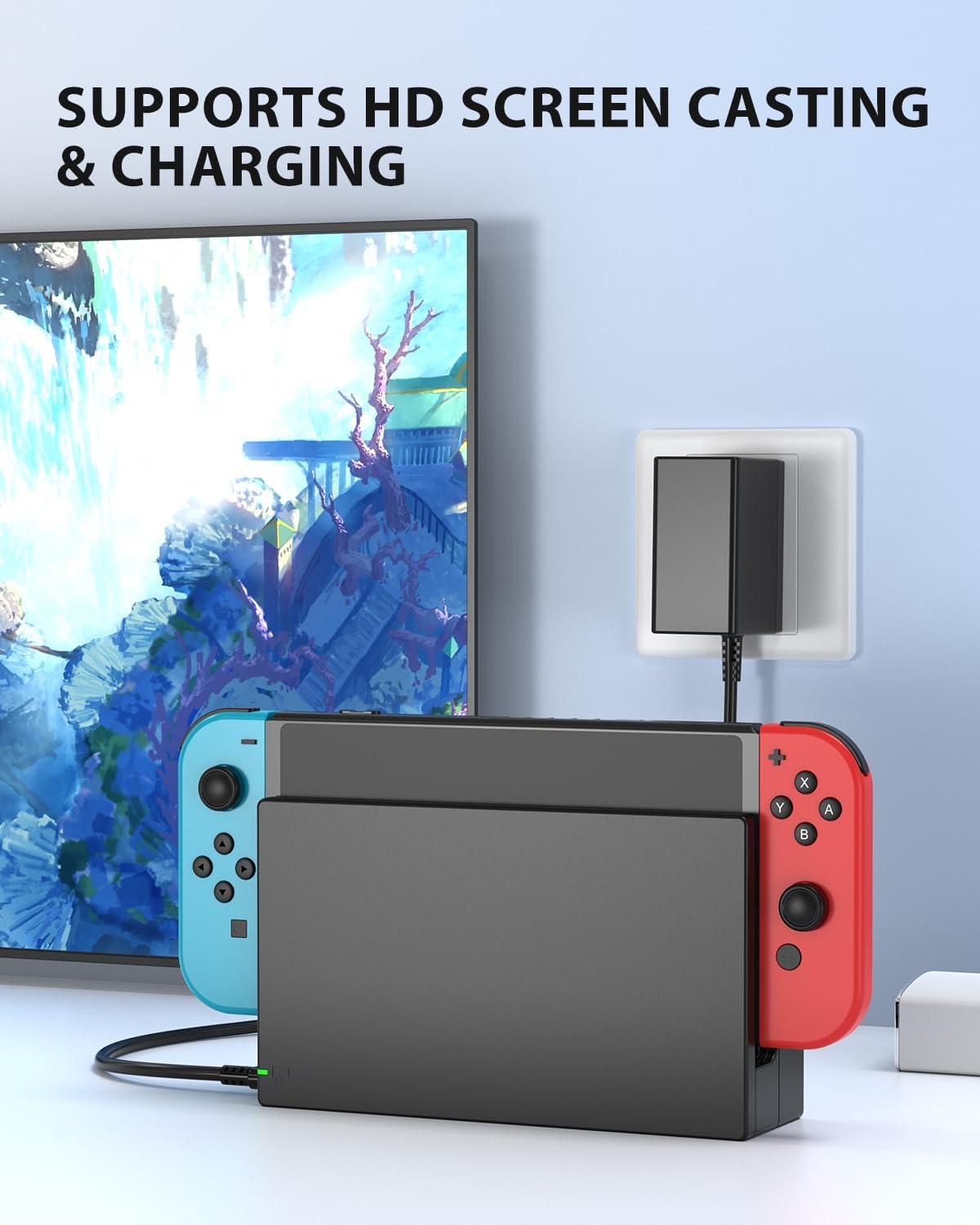Estación de Dock para TV para Switch/Switch OLED Reemplazo 3-en-1 – Incluye Módulo IC Original, Cargador AC y Cable HDMI de Alta Velocidad, Soporta Salida 1080P HD y Carga de la Consola (No Compatible con Switch 2)