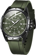 SAPPHERO Reloj analógico de cuarzo luminoso para hombre, 164 ft, resistente al agua, con fecha, casual, elegante, para trabajo, negocios, correa de silicona, relojes de pulsera para hombre