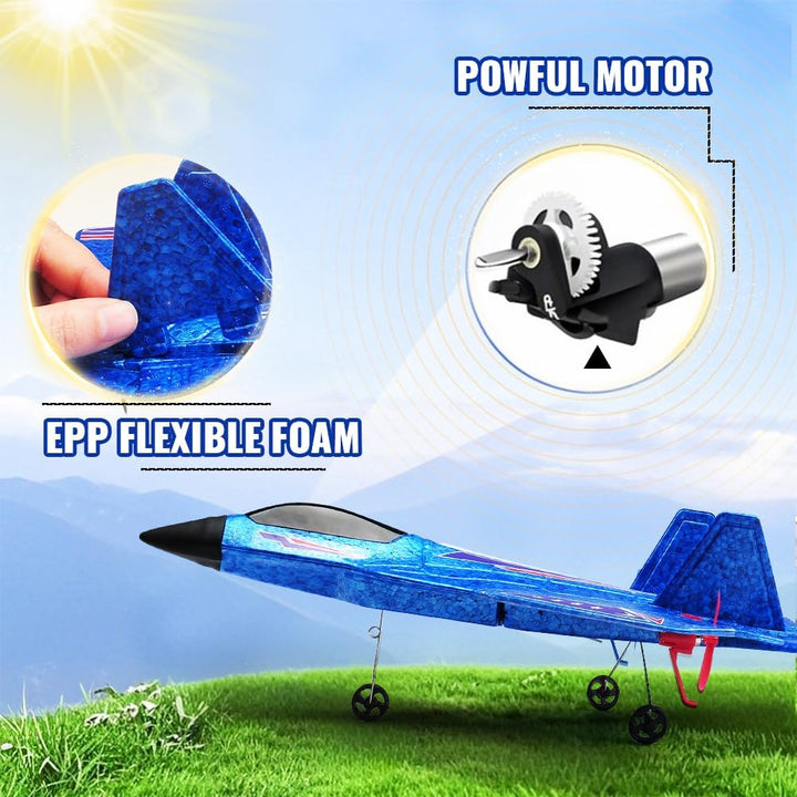 Avión RC azul para niños Upgrade F-22 Raptor Fighter RC Avión de co...